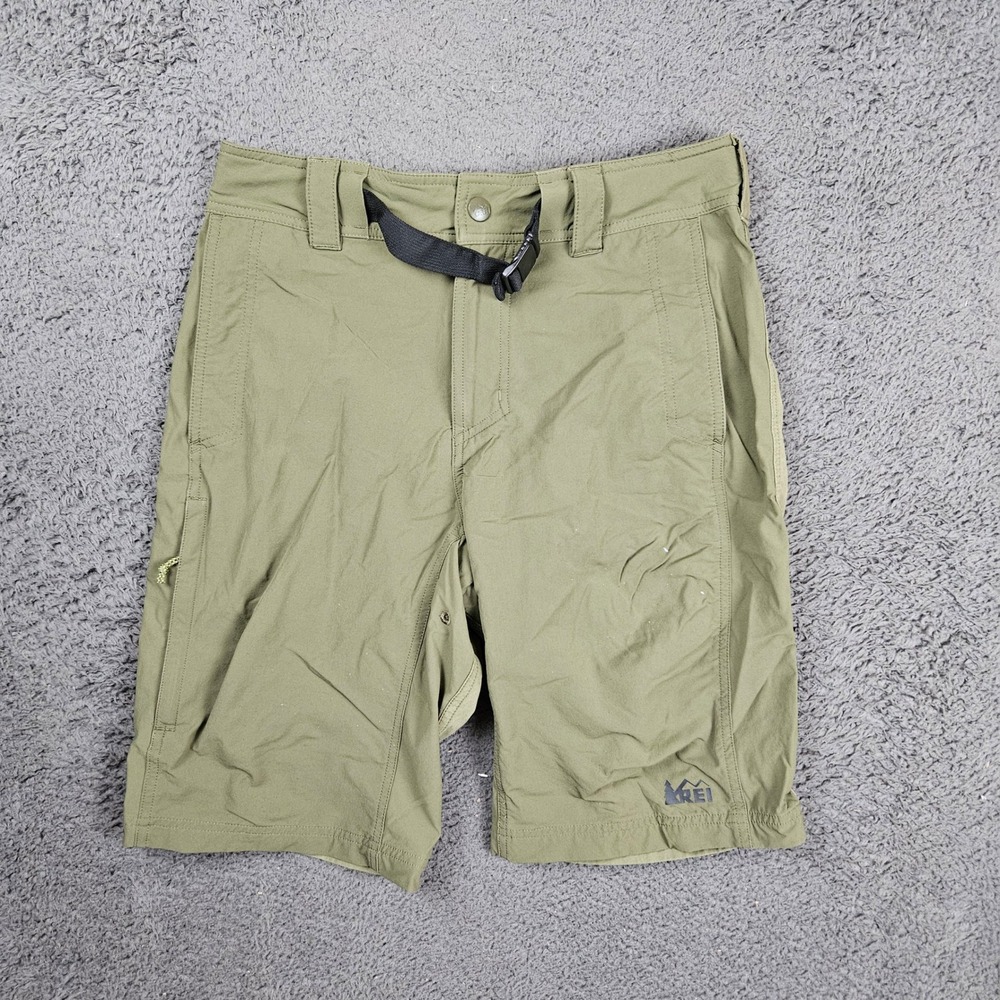 REI Co-op Mens‎ Green Hiking Shorts Size 30 Nylon Spandex Stretch Belted
